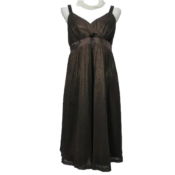BELIEVE IN YOURSELF Dark Brown Mini Formal Bridal Neutral Empire Waist Dress - Picture 15 of 15